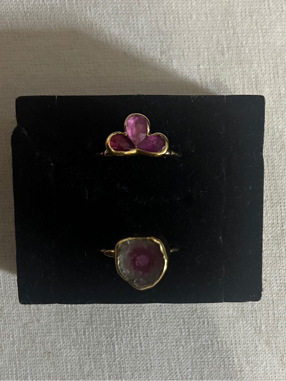 Ringcrush 24K Yellow Gold Filled Pink Tourmaline Rings Set